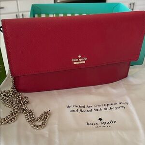 ❣️Kate Spade Vibrant Red Clutch with Chain